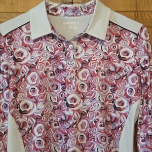 Jack Smith Womens Pink‎ & White Long Sleeve Golf Top Size Small